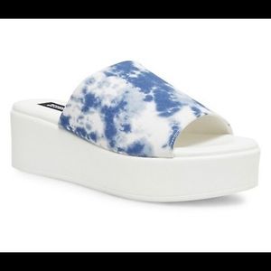 Tie dye platform slip on sandals